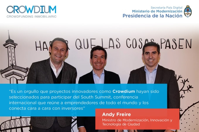 Andy Freire recibi&oacute; a los directores de Crowdium para felicitarlos